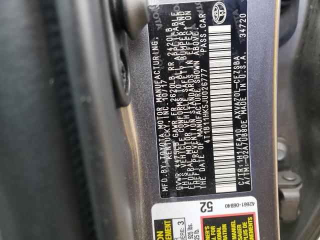 2018 TOYOTA CAMRY 4D L 4T1B11HK5JU026777