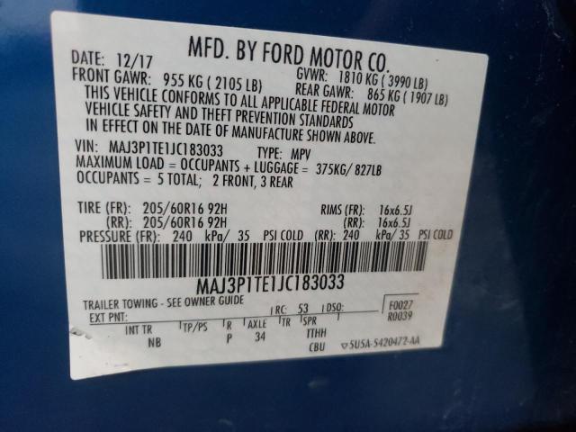 MAJ3P1TE1JC183033 2018 Ford Ecosport Se