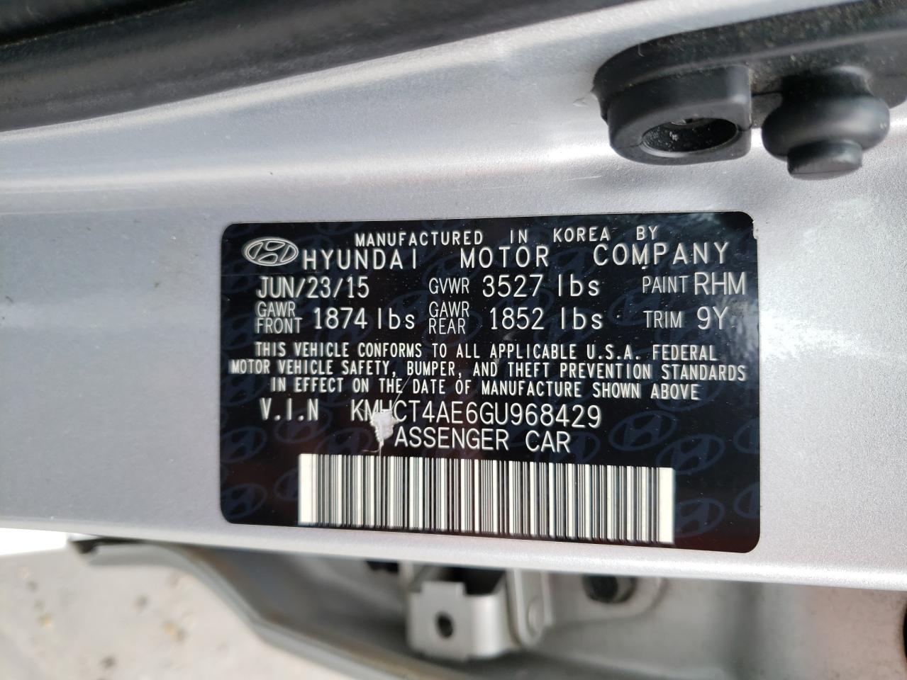 2016 Hyundai Accent Se VIN: KMHCT4AE6GU968429 Lot: 70513582