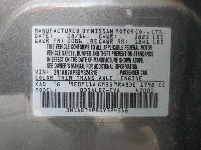 2016 NISSAN SENTRA 4D 3N1AB7AP8GY324318