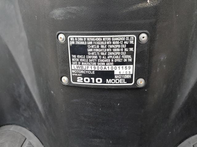 2010 HONDA NHX110 LWBJF1900A1001159