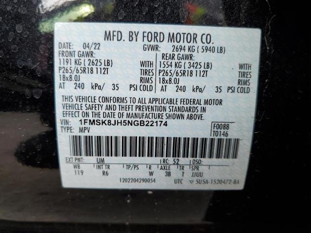 2022 FORD EXPLORER T 1FMSK8JH5NGB22174
