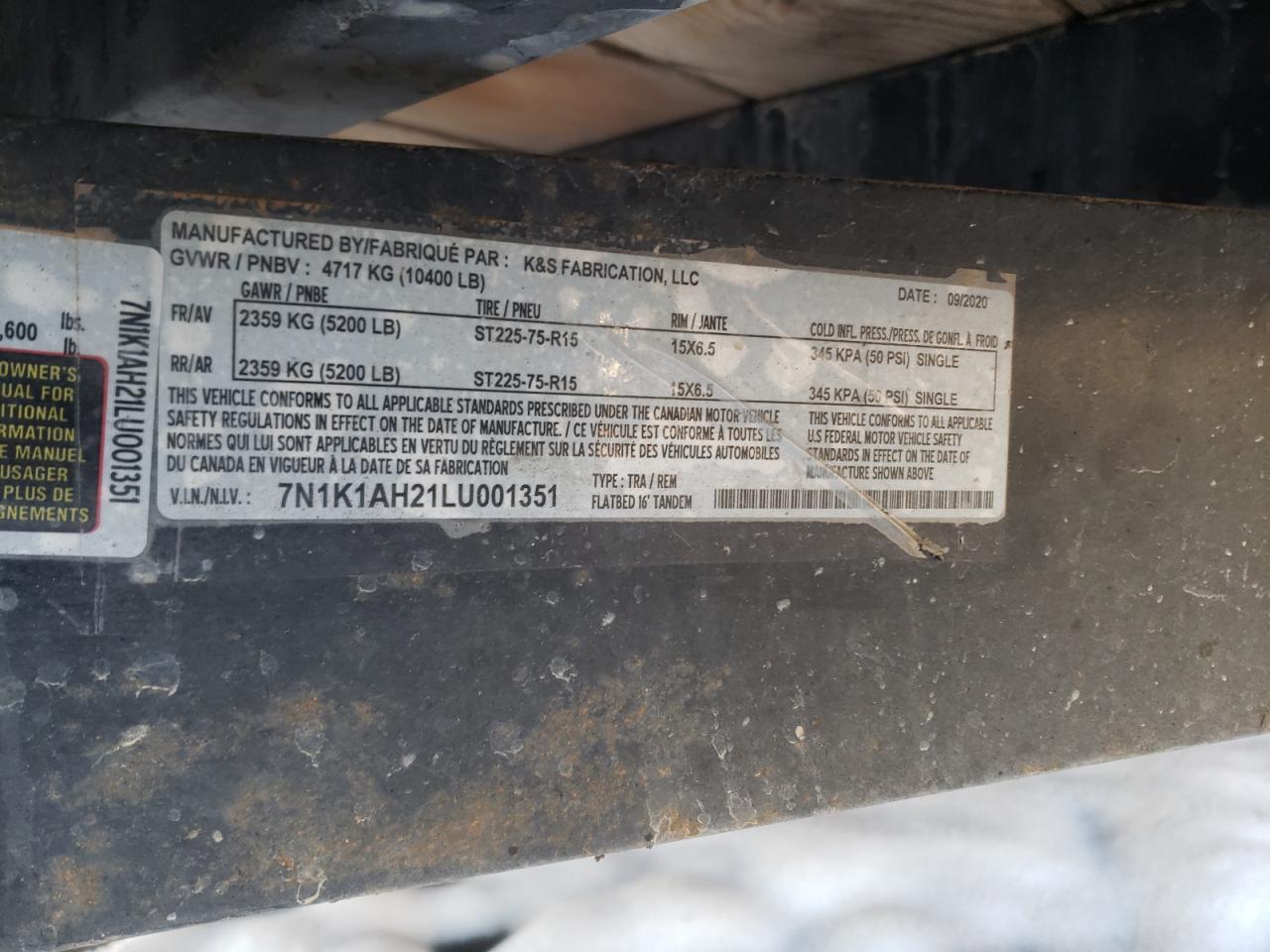7N1K1AH21LU001351 UTILITY FLATBED TR 2020