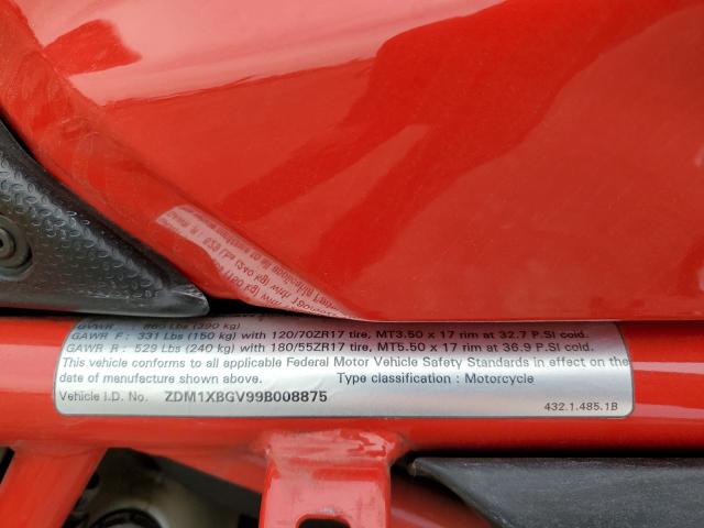 2009 DUCATI 848 ZDM1XBGV99B008875