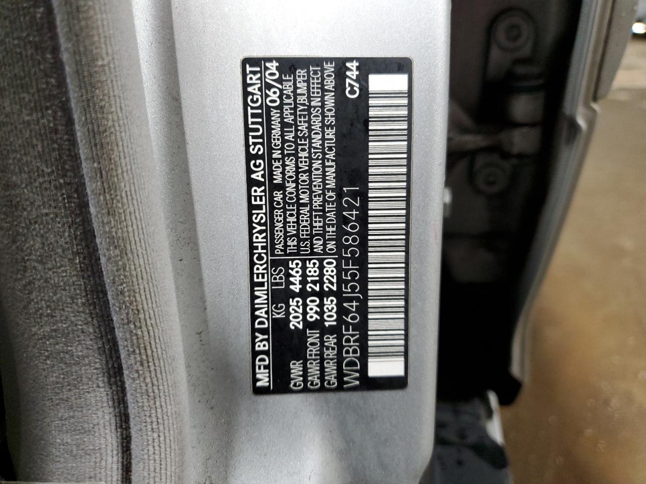 WDBRF64J55F586421 2005 Mercedes-Benz C 320