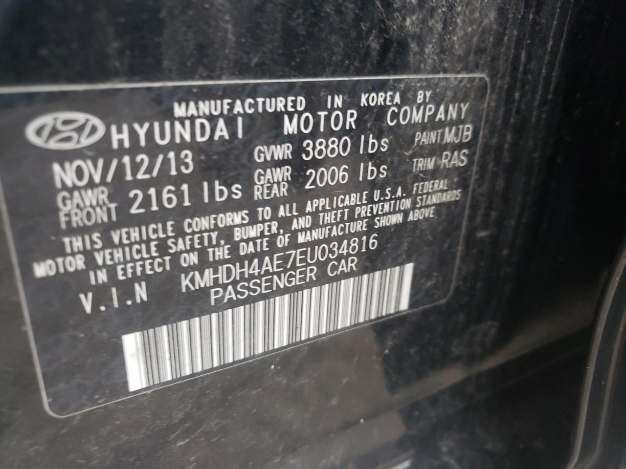 KMHDH4AE7EU034816 2014 Hyundai Elantra Se