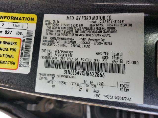 2017 LINCOLN MKZ PREMIE 3LN6L5A9XHR622866