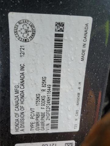 2022 HONDA CIVIC LX - 2HGFE2F24NH116449