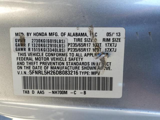 VIN 5FNRL5H26DB083216 2013 HONDA ODYSSEY no.13