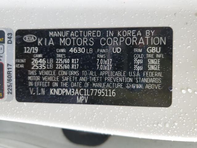 KNDPM3AC1L7795116 KIA Sportage Lx