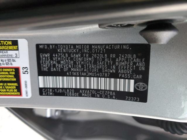 2021 TOYOTA CAMRY XSE - 4T1K61AK3MU540787