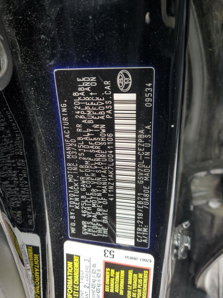 4T1NZ1AK7LU041106 TOYOTA CAMRY 2020