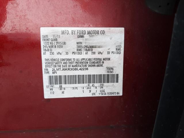2016 LINCOLN MKX SELECT 2LMTJ6KR3GBL42236