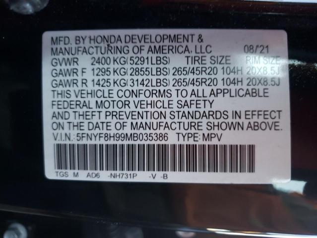 2021 HONDA PASSPORT T 5FNYF8H99MB035386