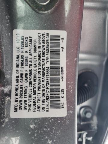 2019 HONDA CIVIC EXL - 19XFC1F7XKE216654