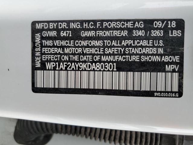 2019 PORSCHE CAYENNE TU WP1AF2AY9KDA80301