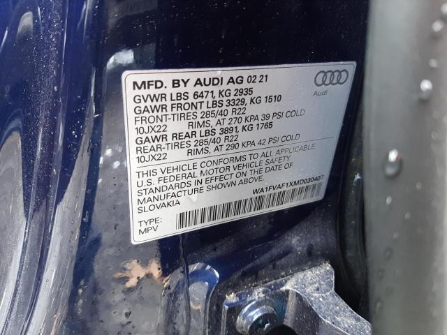 2021 AUDI Q8 PRESTIG WA1FVAF1XMD030407