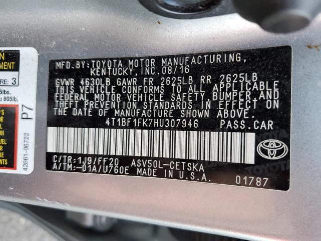 2017 TOYOTA CAMRY 4C 4T1BF1FK7HU307946