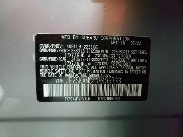 2022 SUBARU FORESTER W JF2SKAMC4NH499733