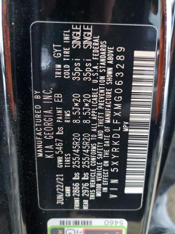 5XYRKDLFXMG063289 KIA SORENTO SX