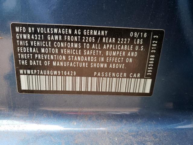 2016 VOLKSWAGEN E-GOLF SE - WVWKP7AU8GW916429