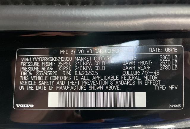 LYV102RK6KB213920 Volvo Xc60 T5