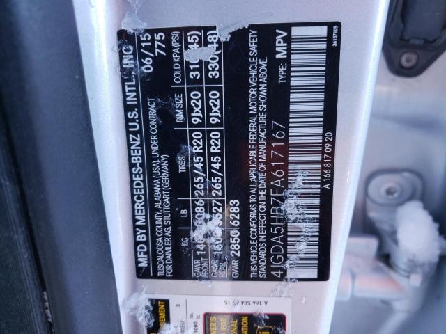 2015 MERCEDES-BENZ ML350 4JGDA5HB7FA617167