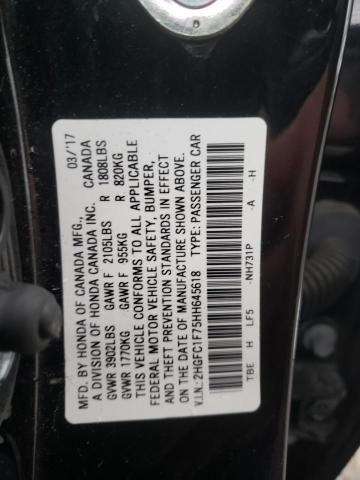 2017 HONDA CIVIC EXL - 2HGFC1F75HH645618