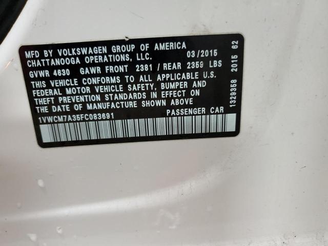 2015 VOLKSWAGEN PASSAT SEL - 1VWCM7A35FC083691