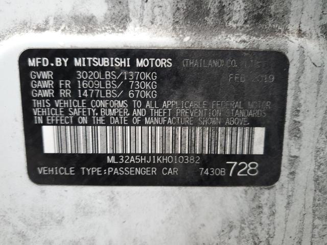 2019 MITSUBISHI MIRAGE LE ML32A5HJ1KH010382