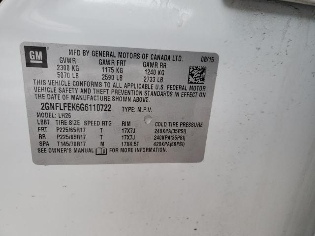 2016 CHEVROLET EQUINOX LT - 2GNFLFEK6G6110722