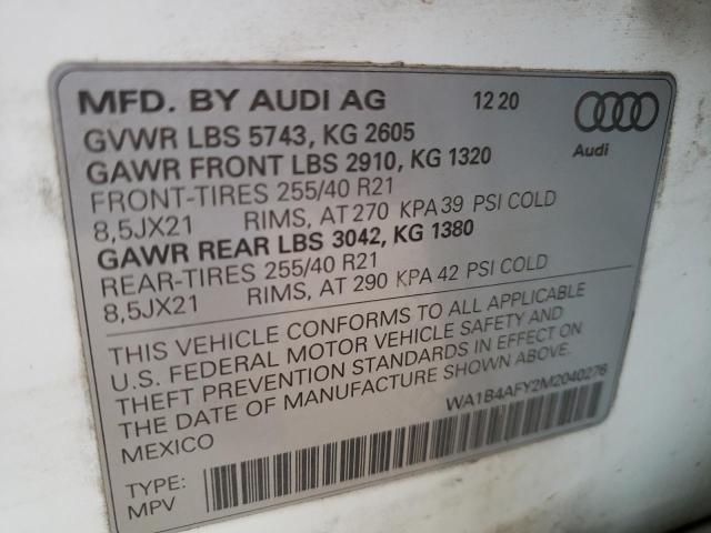 2021 AUDI SQ5 PREMIU WA1B4AFY2M2040276