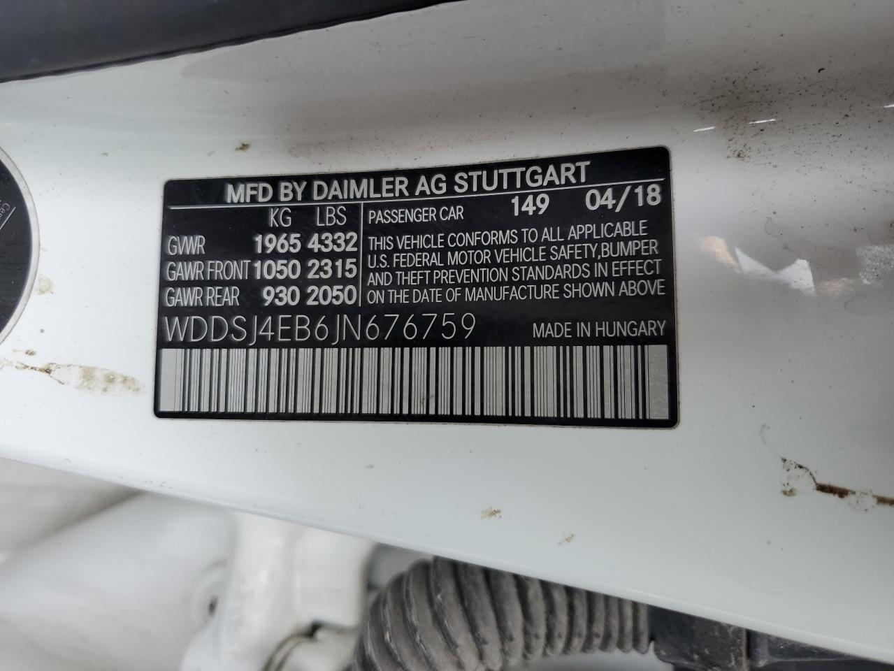 WDDSJ4EB6JN676759 2018 Mercedes-Benz Cla 250