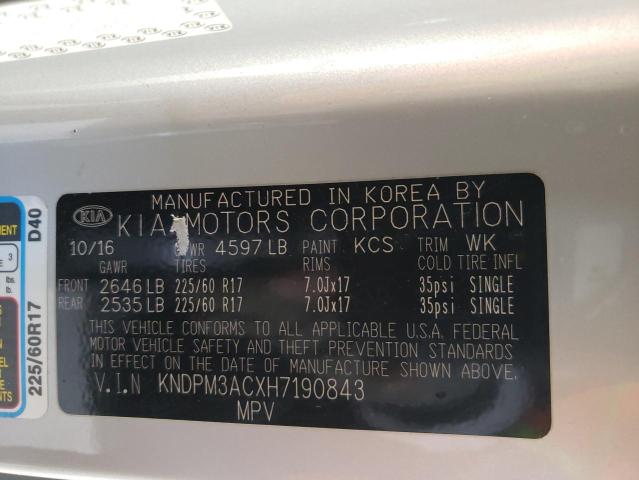 KNDPM3ACXH7190843 KIA Sportage Lx