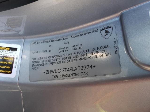 2015 LAMBORGHINI HURACAN ZHWUC1ZF4FLA02924