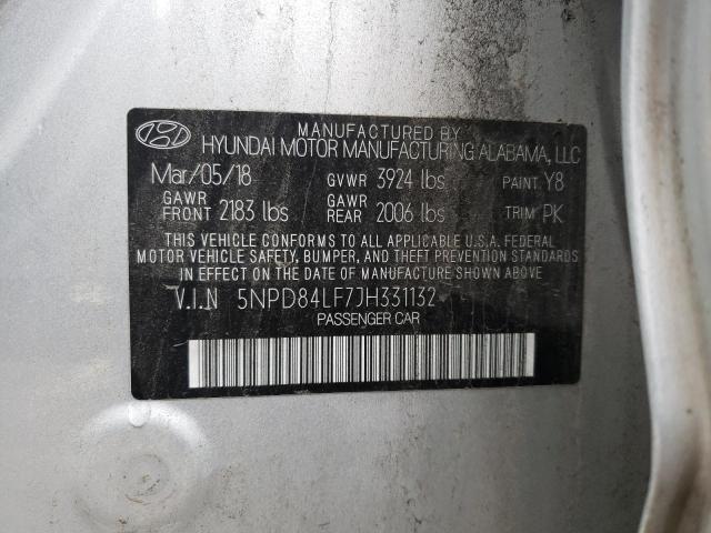 5NPD84LF7JH331132 Hyundai ELANTRA SEL