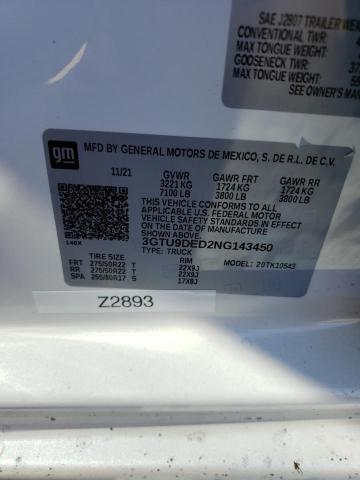 2022 GMC SIERRA LIM 3GTU9DED2NG143450