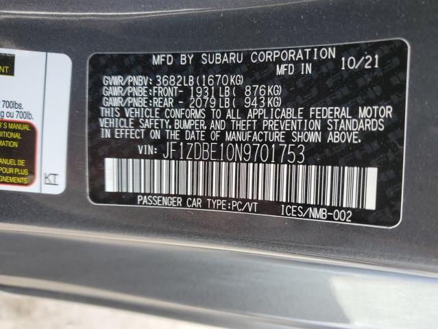 2022 SUBARU BRZ LIMITE JF1ZDBE10N9701753