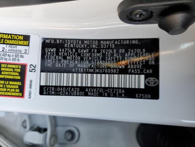 2019 TOYOTA CAMRY L - 4T1B11HK3KU760982