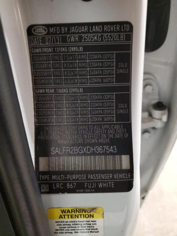 SALFR2BGXDH367543 Land Rover LR2 HSE