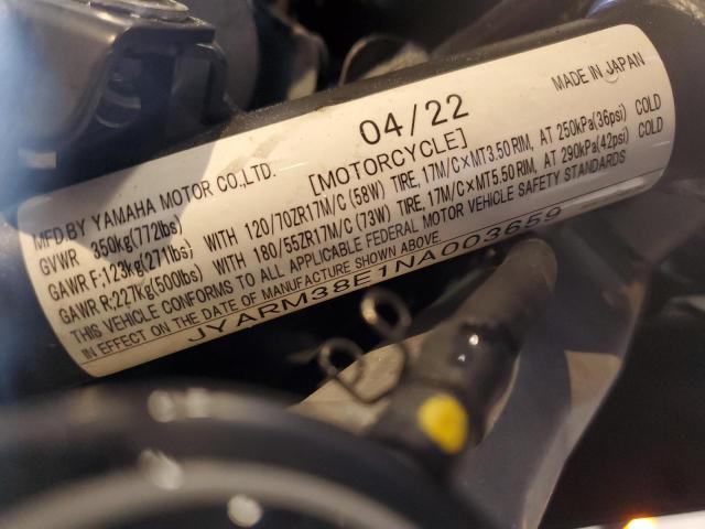 2022 YAMAHA YZFR7 JYARM38E1NA003659