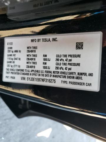 5YJ3E1EB7NF316275 Tesla MODEL 3