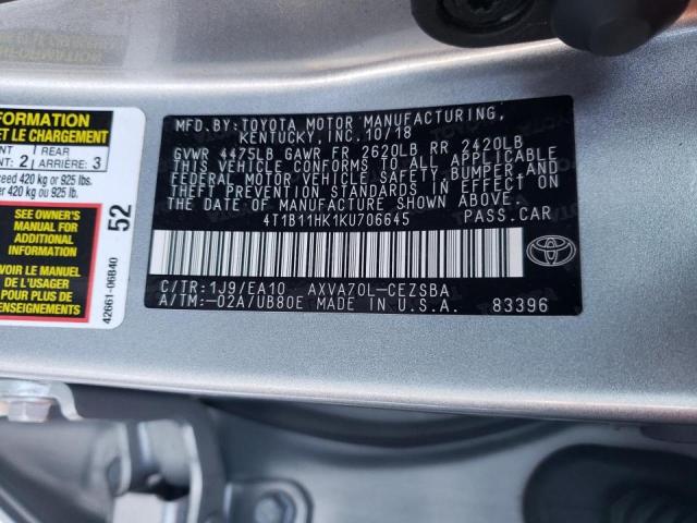 2019 TOYOTA CAMRY L - 4T1B11HK1KU706645