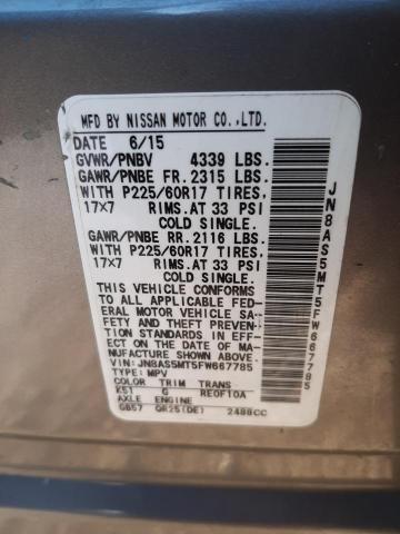 2015 NISSAN ROGUE SELE - JN8AS5MT5FW667785