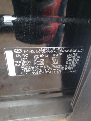 2022 Hyundai Santa Fe Sel VIN: 5NMS2DAJXNH464678 Lot: 49145664