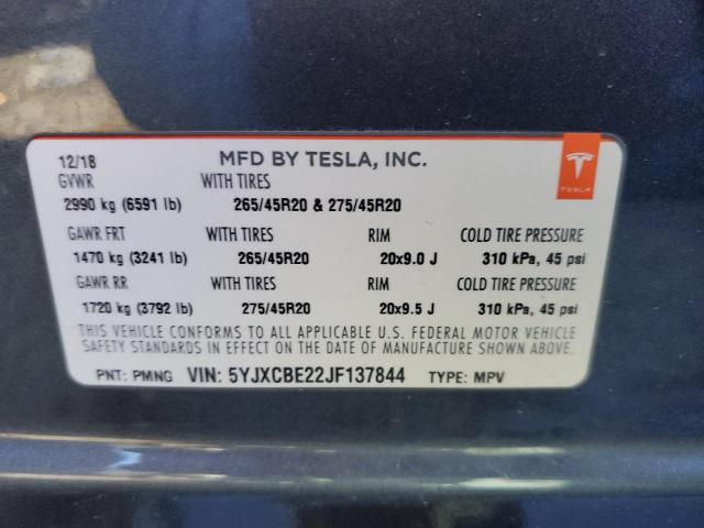 5YJXCBE22JF137844 Tesla MODEL X