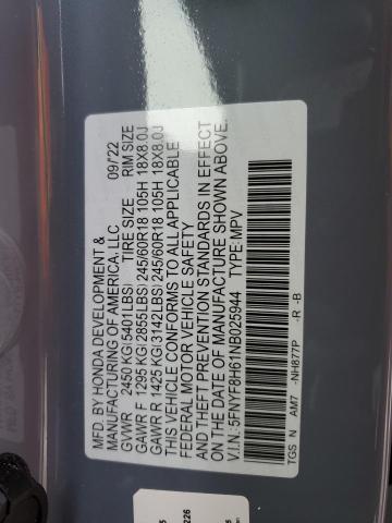 2022 HONDA PASSPORT T 5FNYF8H61NB025944