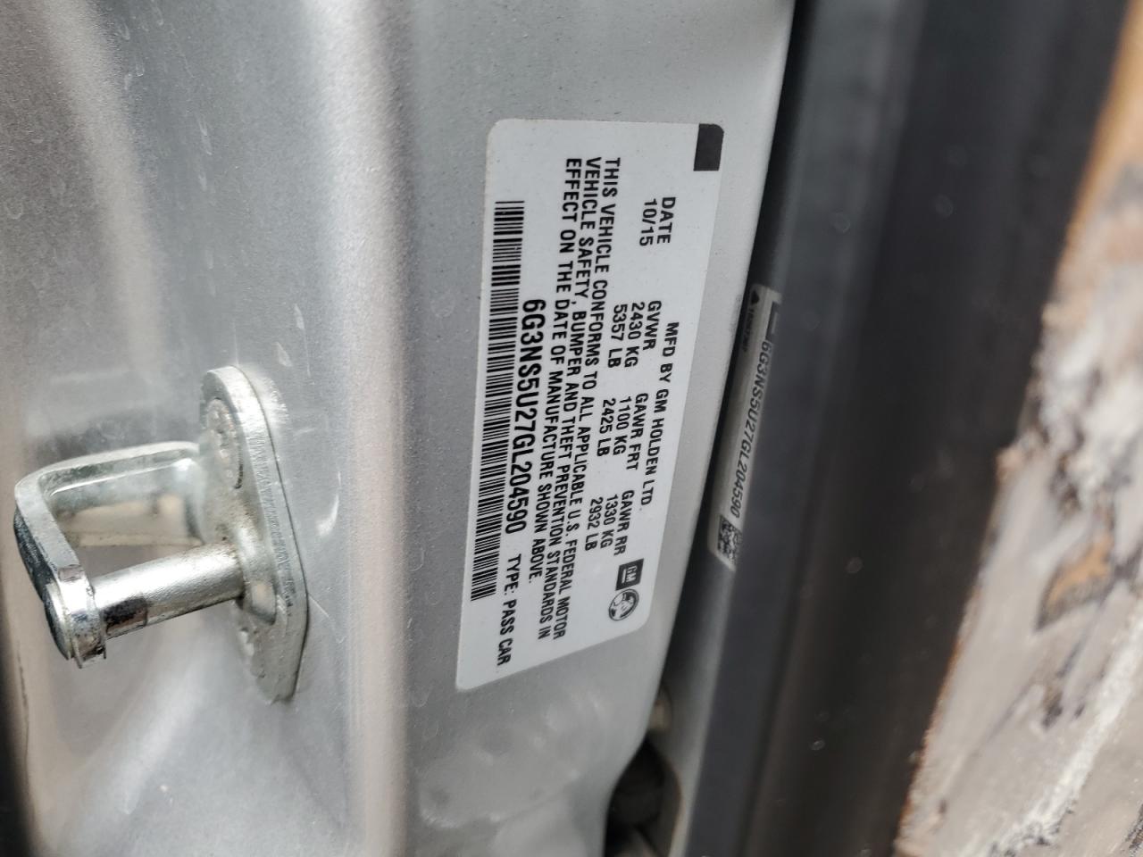 6G3NS5U27GL204590 CHEVROLET CAPRICE 2016
