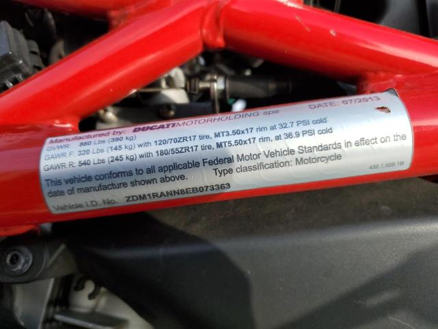 2014 DUCATI MONSTER 79 ZDM1RANN8EB073363