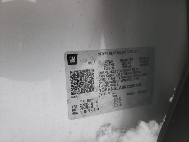 1GKKNSLA8KZ260708 GMC ACADIA SLE